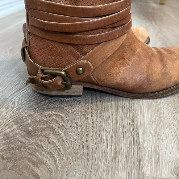 Women's Cuoio Vero Camel Brown Leather Short Boots Booties - Picture 8 of 13